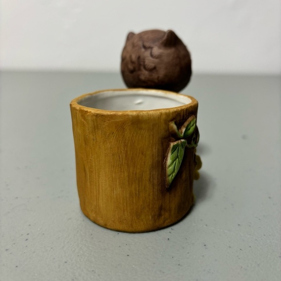 Owl Figurine Tree Stump Flower VTG Made in Korea - Picture 4 of 12